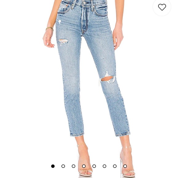 Levis 501 High Rise Light Wash Ripped Denim - Picture 5 of 5